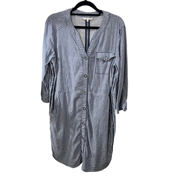 Sandwich • Cotton Linen Snap-Front Tunic Dress with Pockets Size 40 - Picture 2 of 9